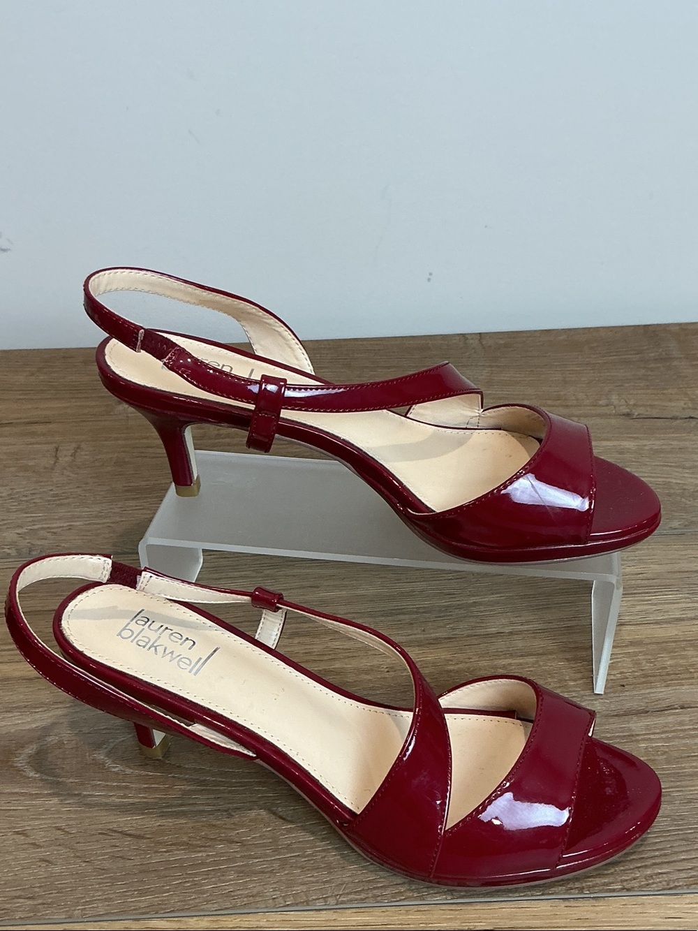 Lauren Blakwell Scarlet, Red Patent Slingback Heels, NEW, size 7.5 - Picture 3 of 8